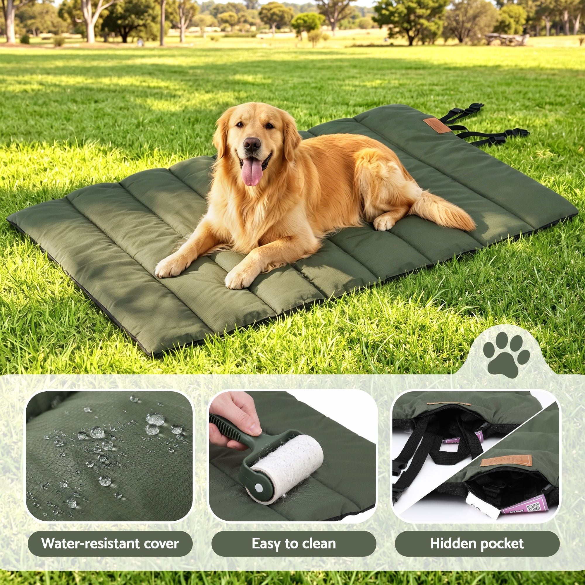 Roll-Up Outdoor Dog Mat (Large, Green)