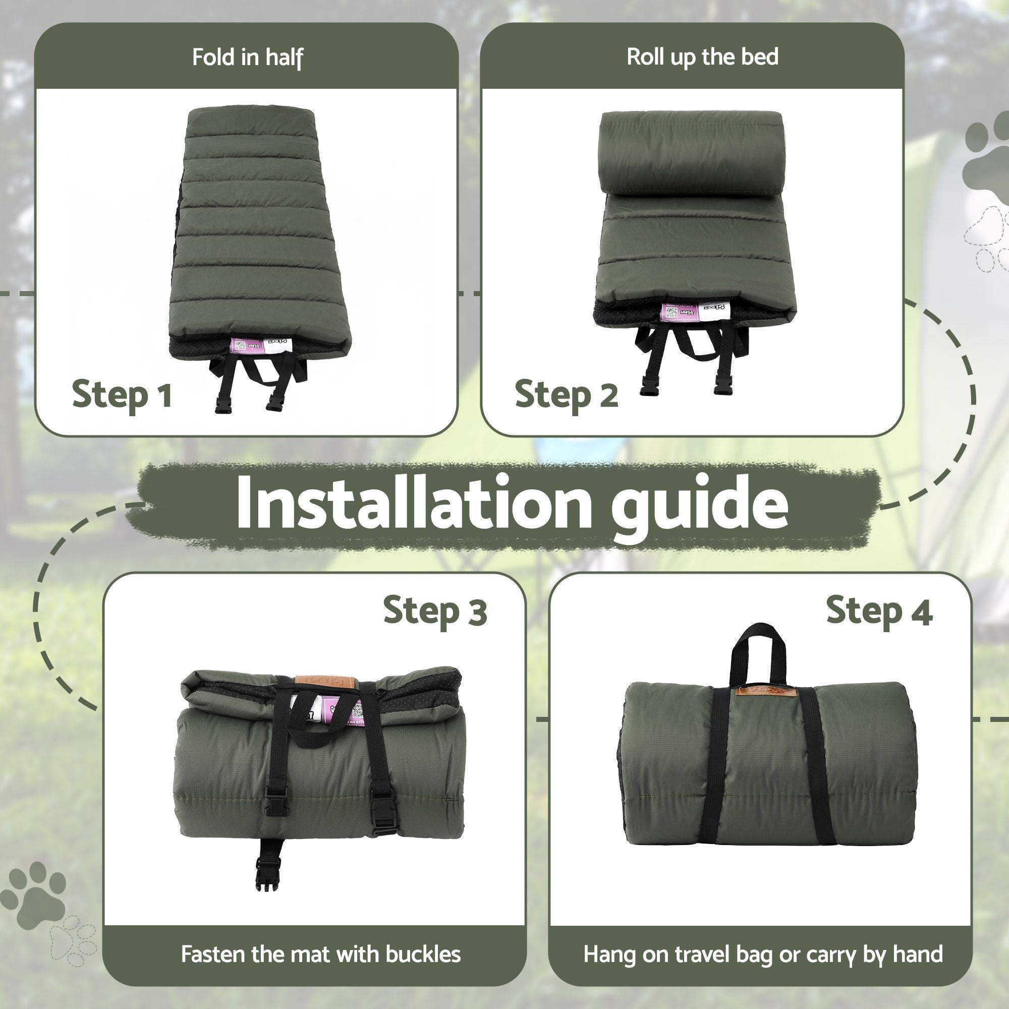 Roll-Up Outdoor Dog Mat (Large, Green)