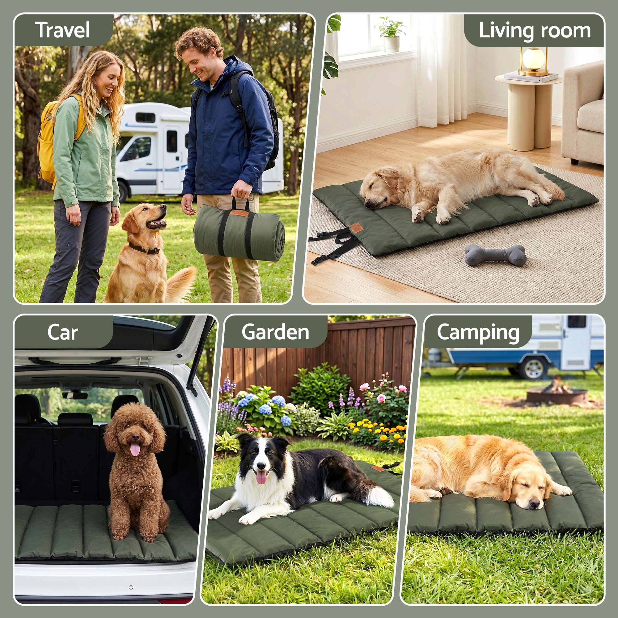 Roll-Up Outdoor Dog Mat (Large, Green)