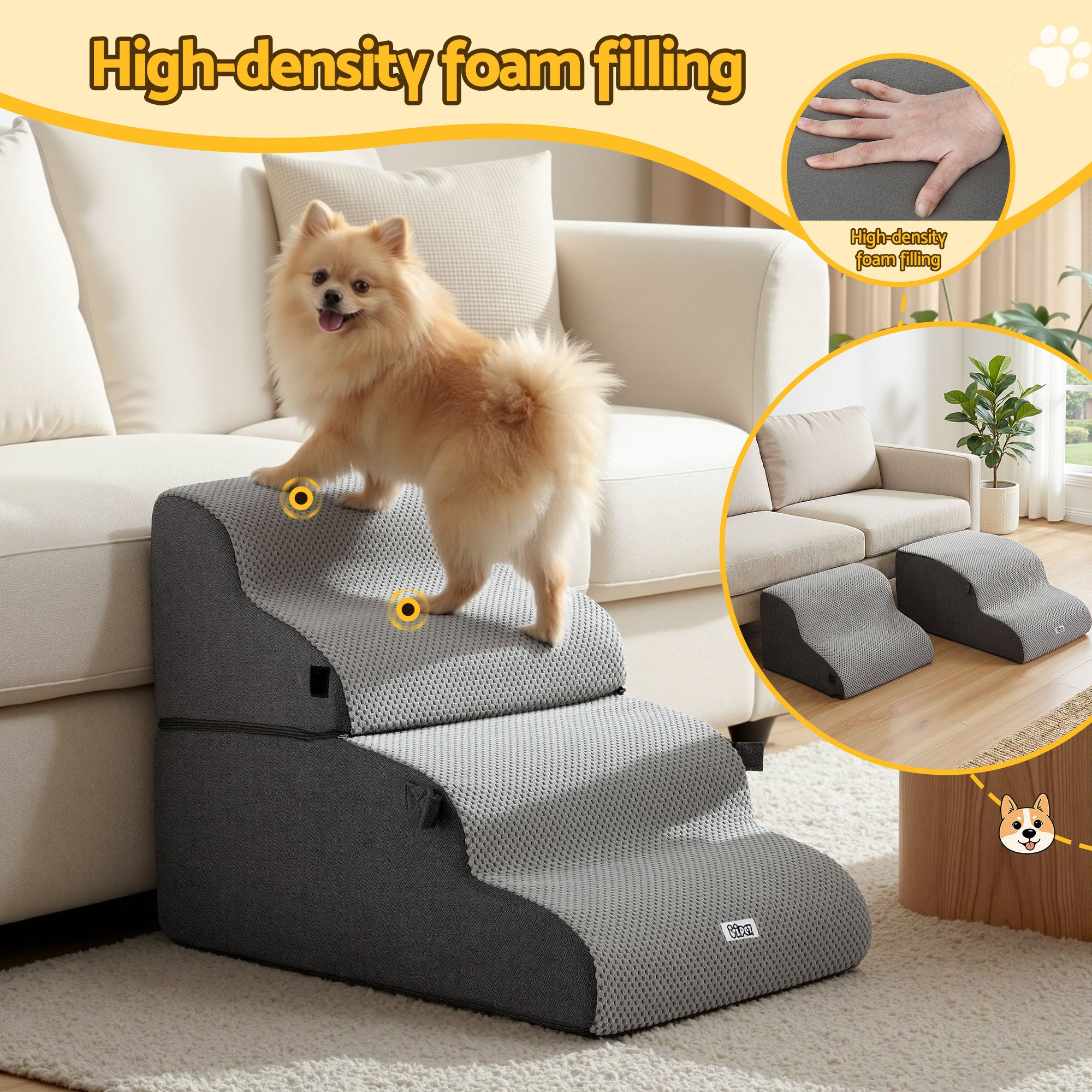 Pet Stairs & Bed in One (Grey)