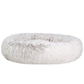 Calming Plush Pet Bed (110cm, White & Brown)