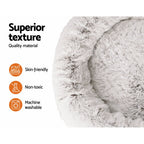 Calming Plush Pet Bed (110cm, White & Brown)