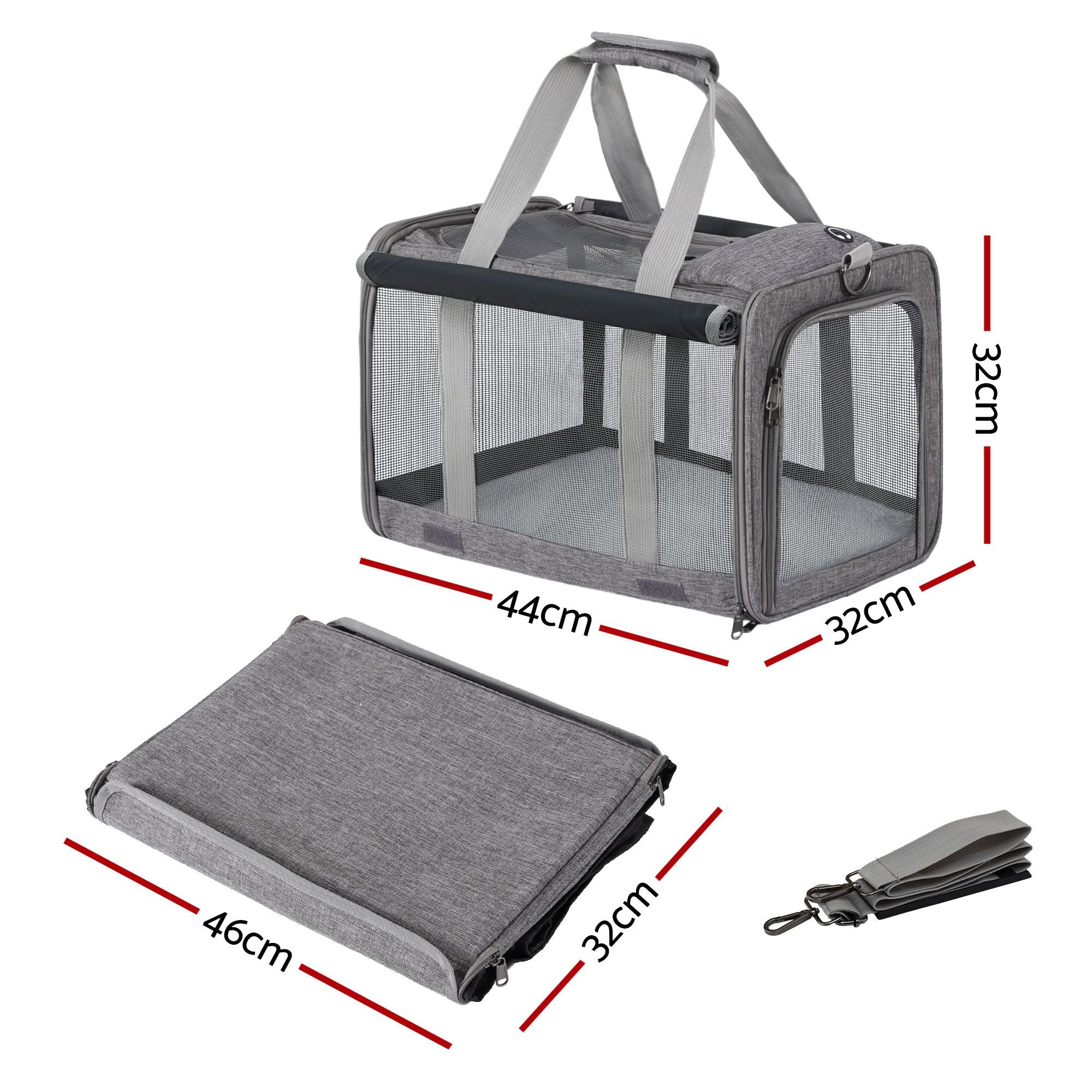 Foldable Travel Carrier (48cm, Grey)