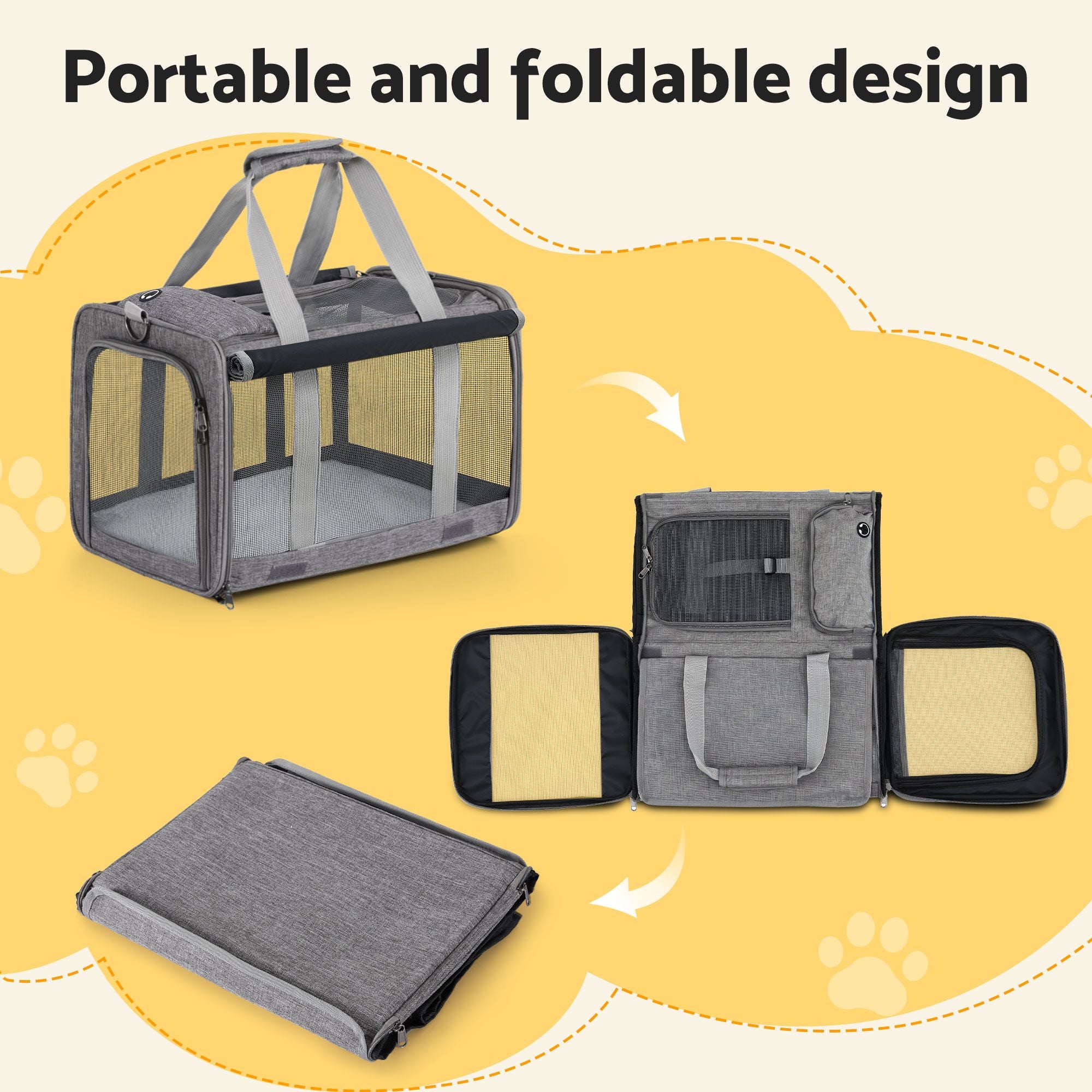 Foldable Travel Carrier (48cm, Grey)