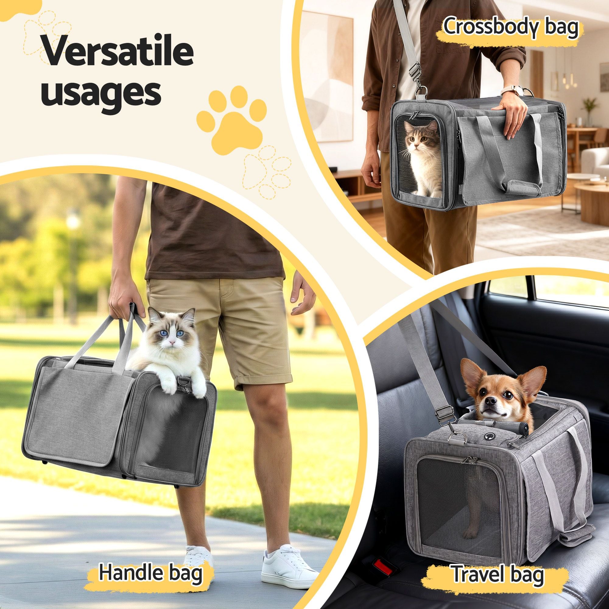 Foldable Travel Carrier (48cm, Grey)