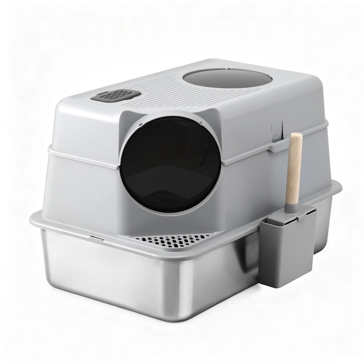 Stainless Steel Litter Box (Large, Hooded)