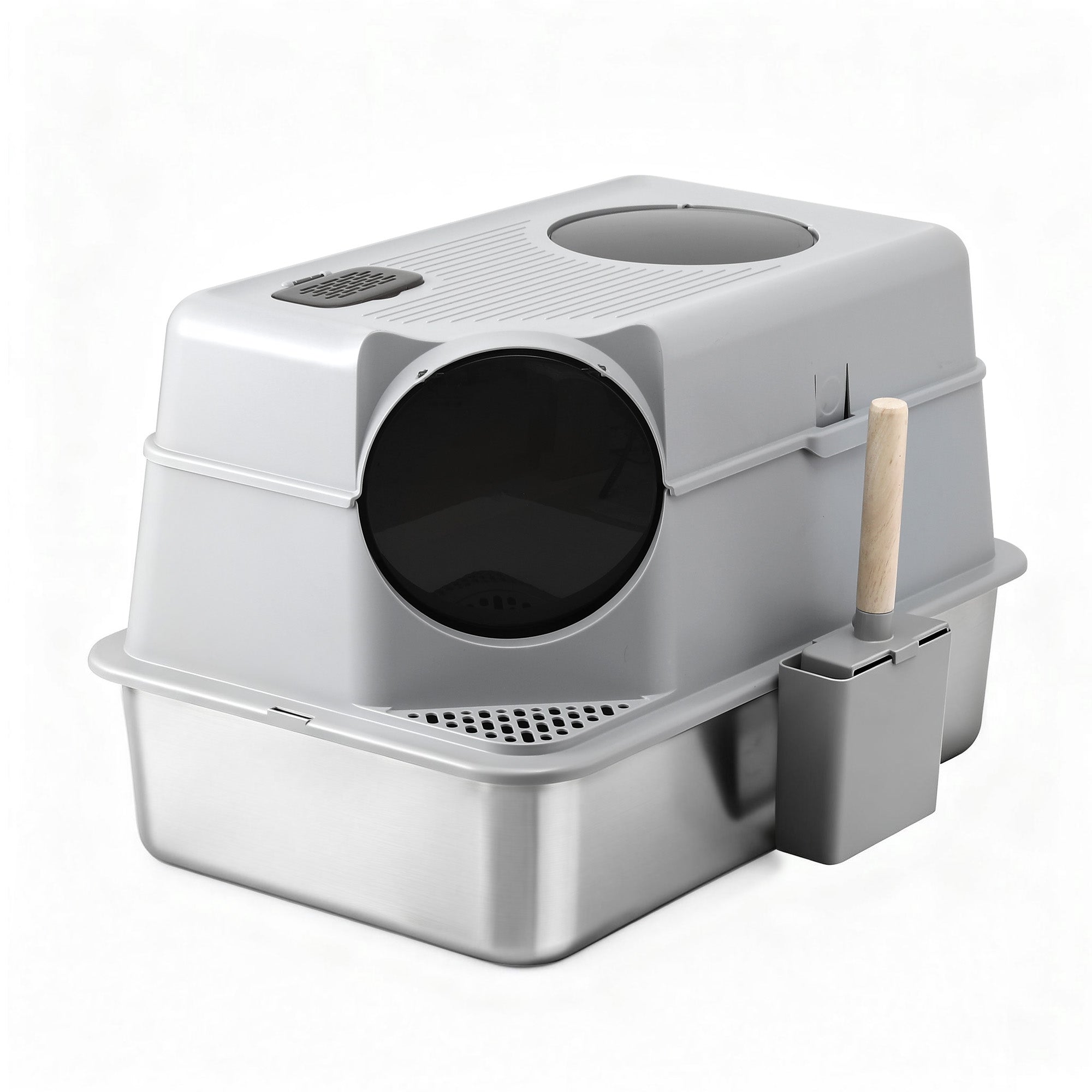 Stainless Steel Litter Box (Large, Hooded)