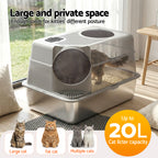Stainless Steel Litter Box (Large, Hooded)