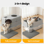 Stainless Steel Litter Box (Large, Hooded)