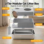 Stainless Steel Litter Box (Large, Hooded)