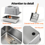 Stainless Steel Litter Box (Large, Hooded)
