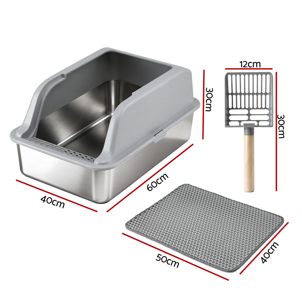 Stainless Steel Litter Box (Large, High-Sided)