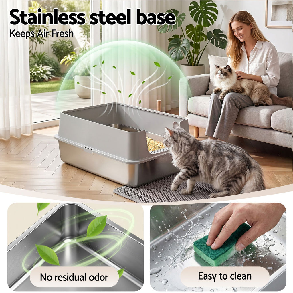 Stainless Steel Litter Box (XXL, High-Sided)