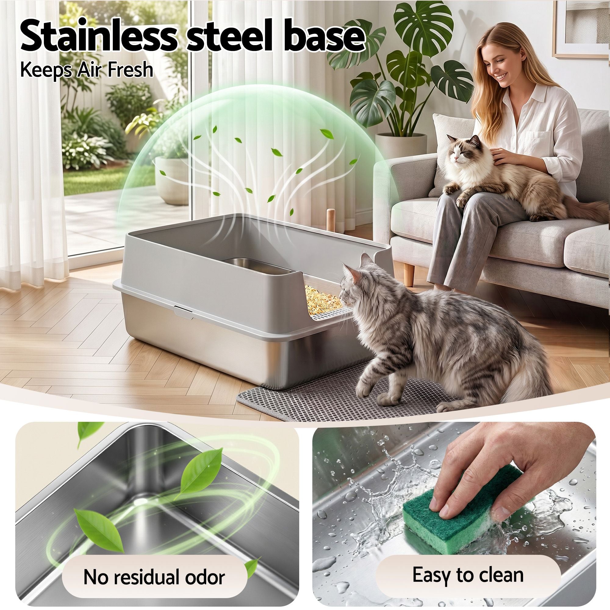 Stainless Steel Litter Box (XXL, High-Sided)
