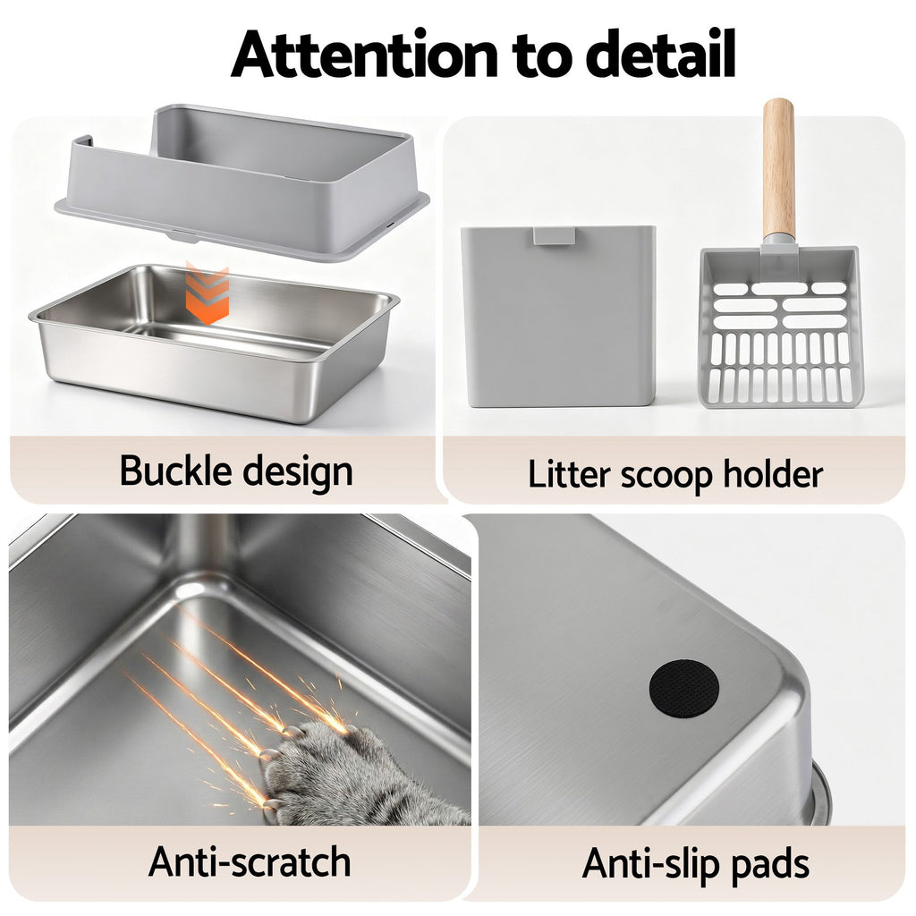 Stainless Steel Litter Box (XXL, High-Sided)
