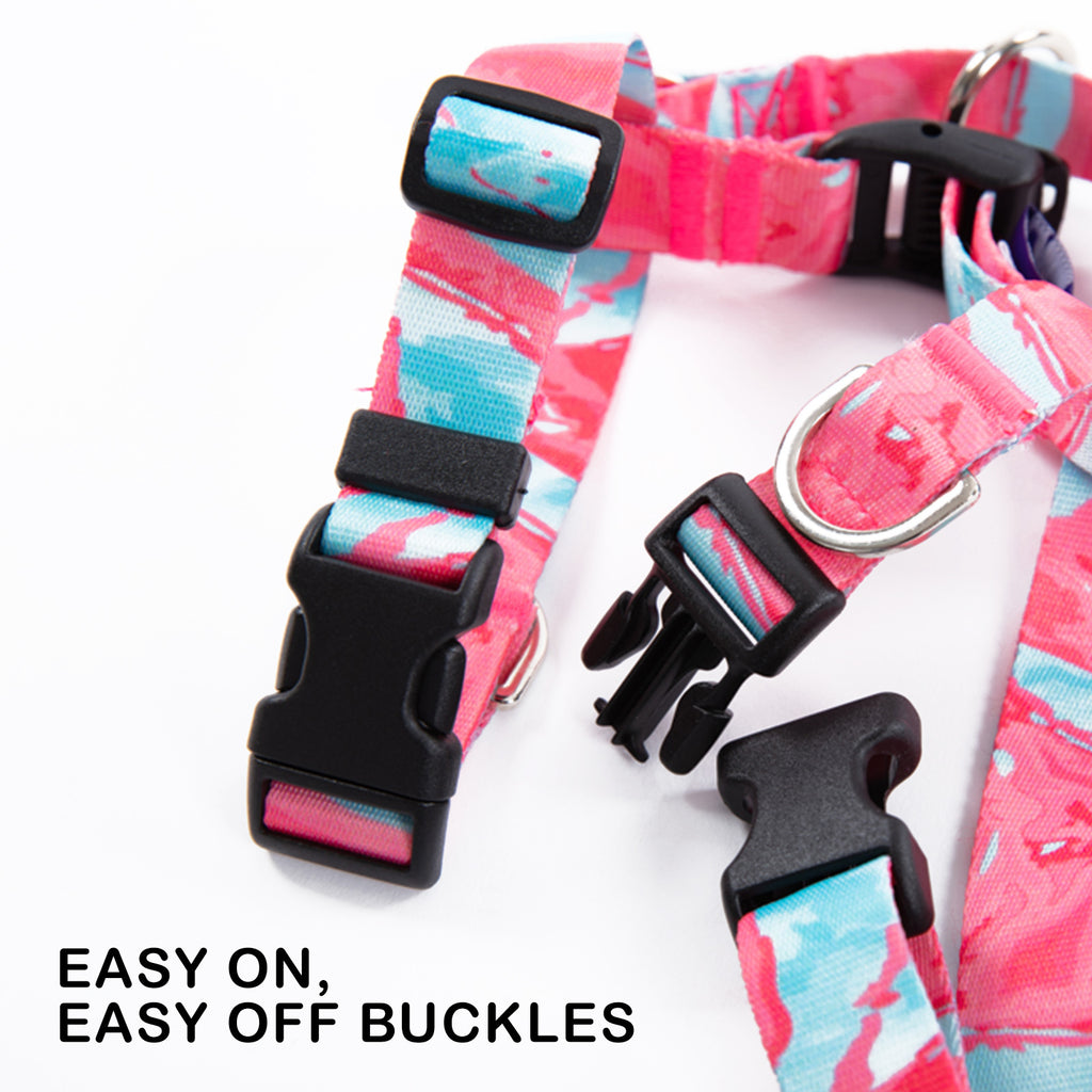 Padded Dog Harness (Large, Marble Pink)