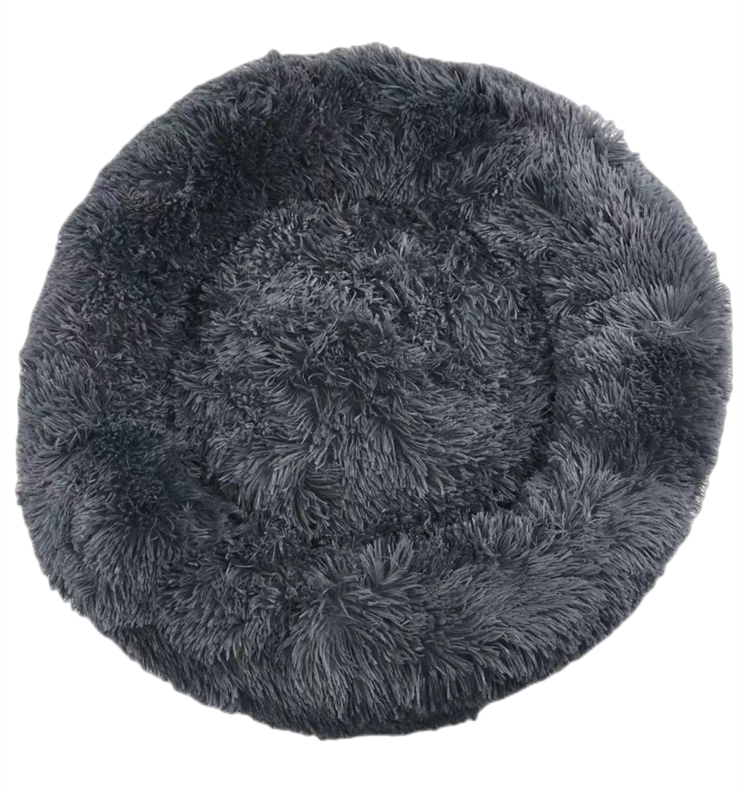 Calming Plush Donut Bed (Medium, Dark Grey)