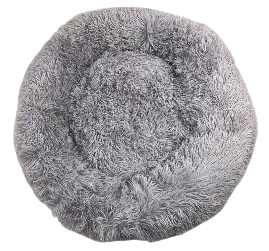 Calming Plush Donut Bed (Medium, Light Grey)
