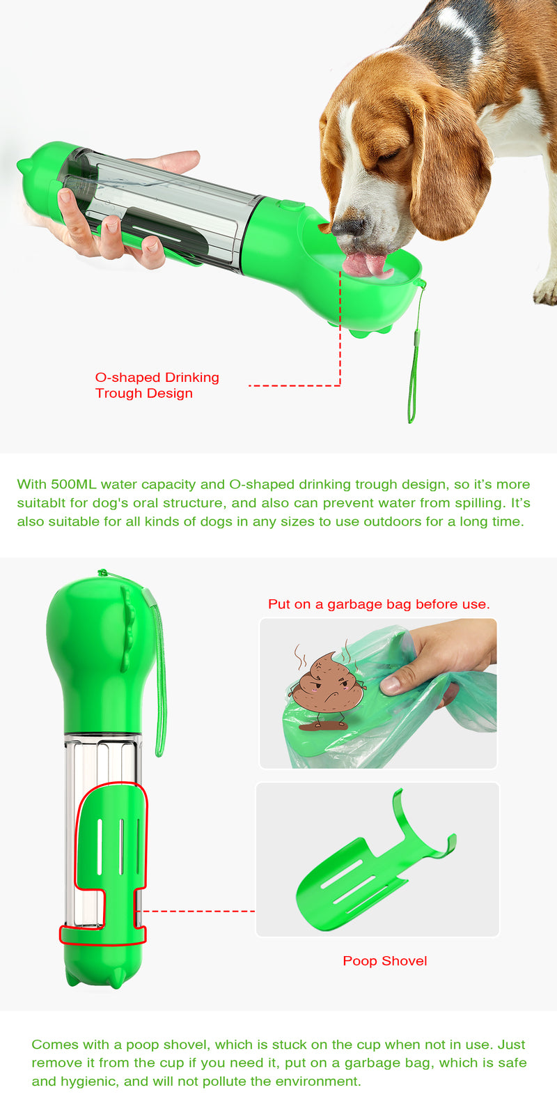 4-in-1 Travel Water Bottle (Green)