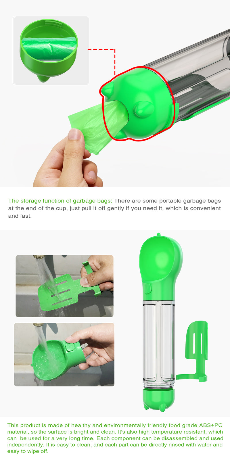 4-in-1 Travel Water Bottle (Green)
