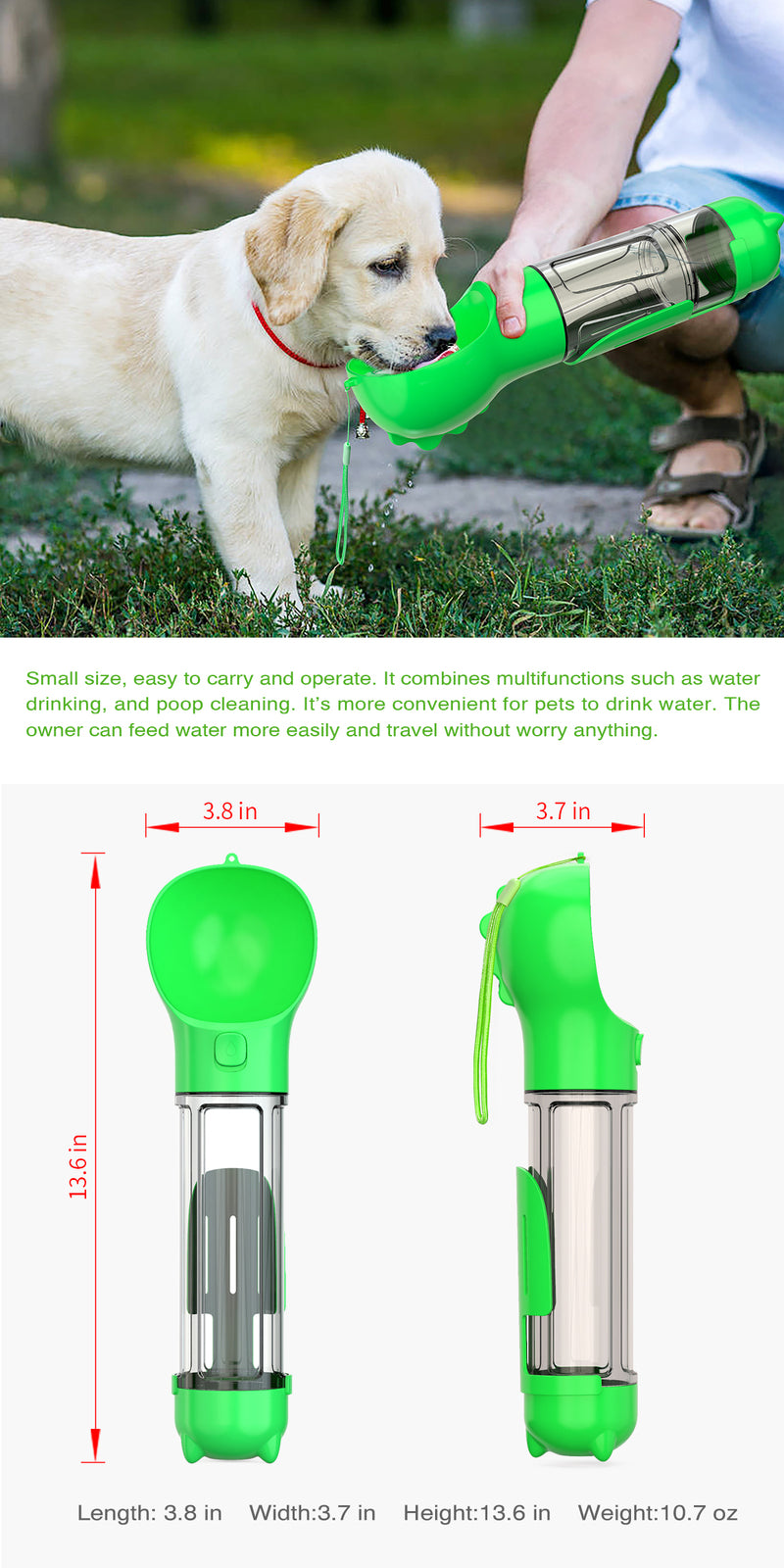 4-in-1 Travel Water Bottle (Green)
