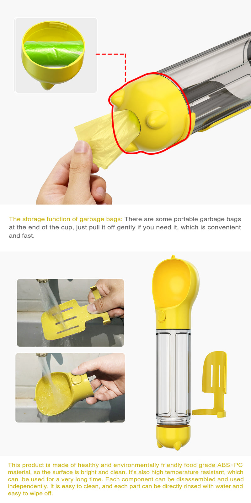 4-in-1 Travel Water Bottle (Yellow)