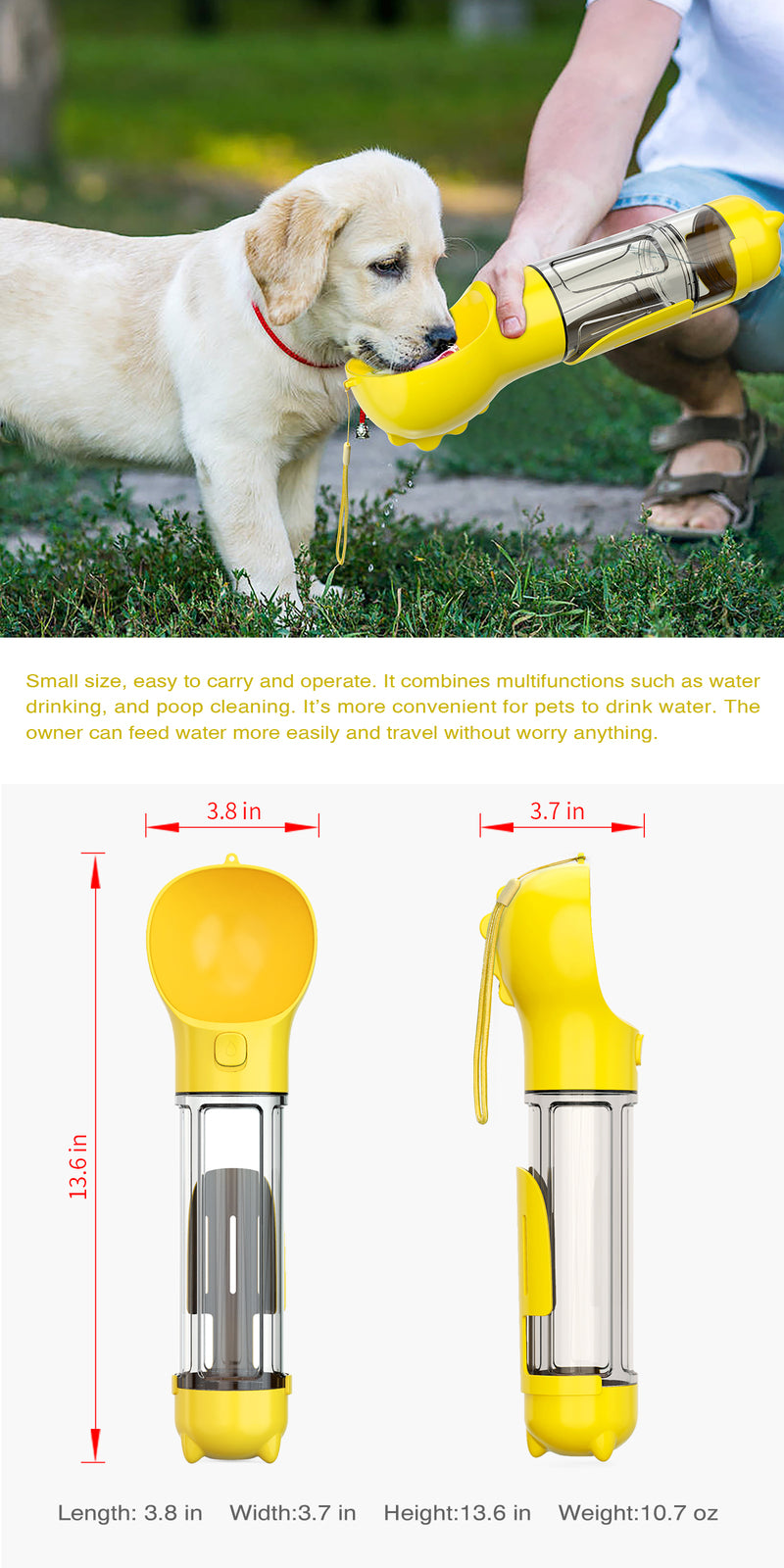 4-in-1 Travel Water Bottle (Yellow)